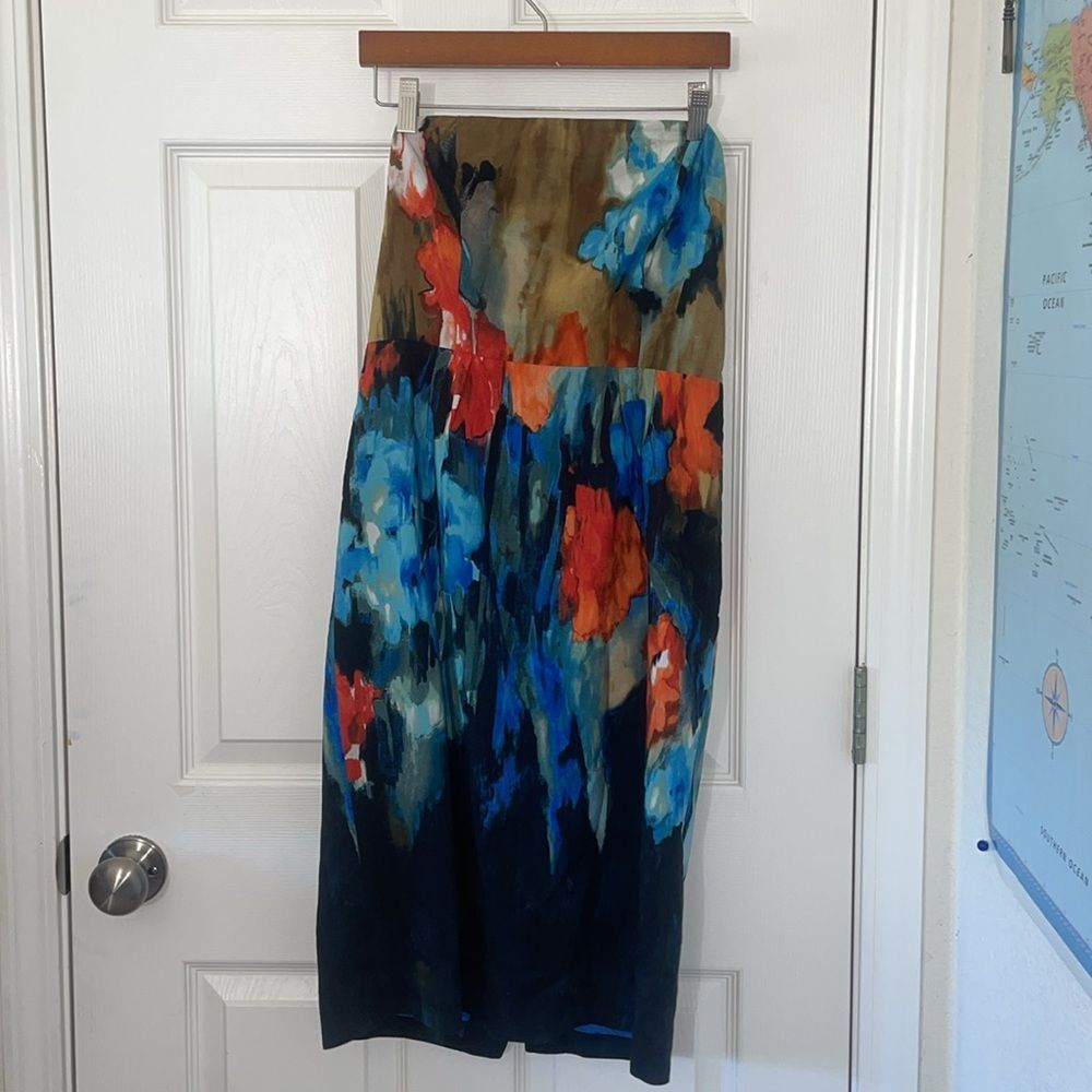ANTHROPOLOGIE Moulinette Soeurs Watercolor Splashed Palette Strapless Dress 4